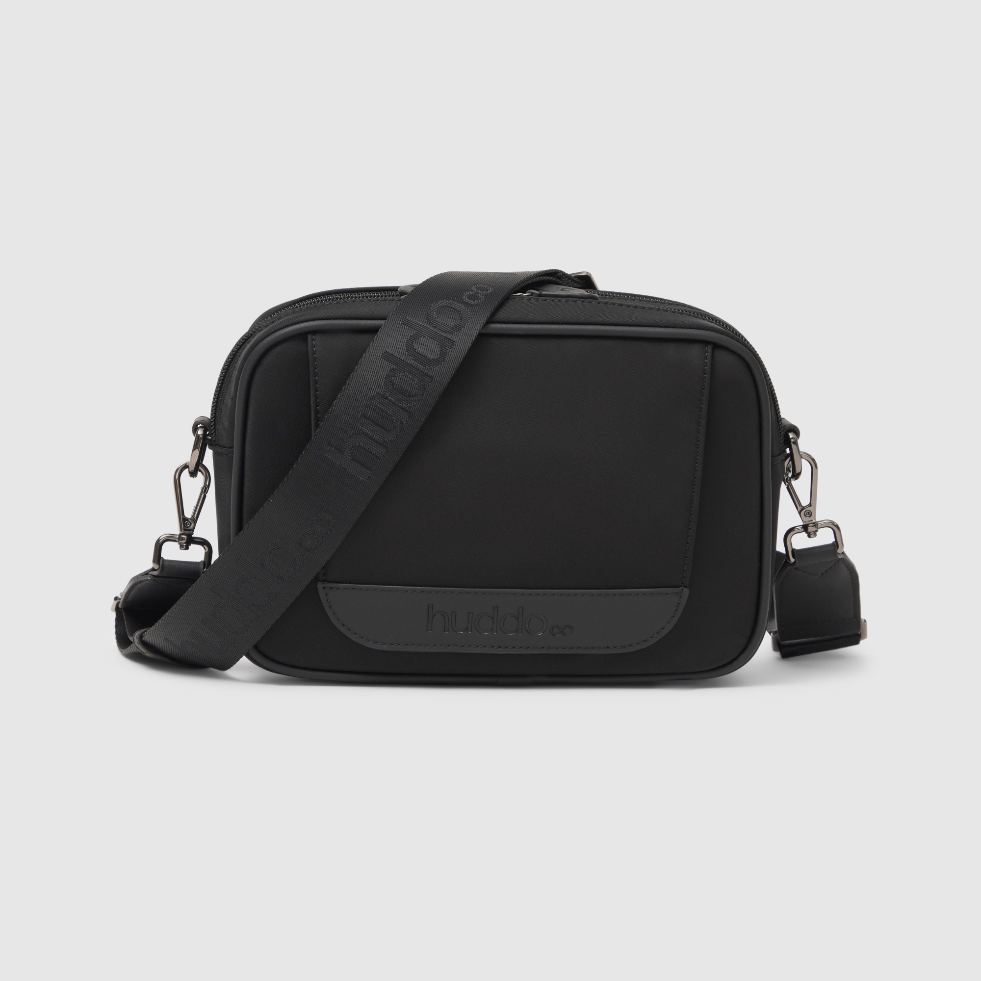 huddoco mum club crossbody baby bag in recycled nylon with pineapple leather features