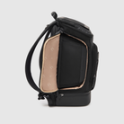 anywhere baby backpack side view showing nappy buddy belt bag inserted into side pocket