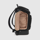 huddoco anywhere baby backpack side view showing nappy buddy belt bag pocket or essentials pocket empty